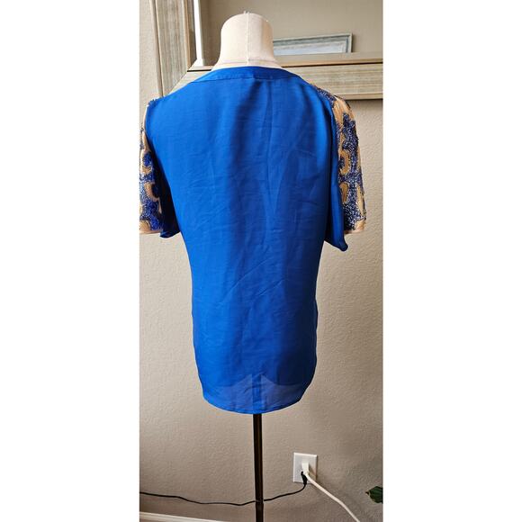 Neiman Marcus Tracy Reese Short Sleeve Sequin Blouse Women Size S Multicolor - Picture 4 of 7